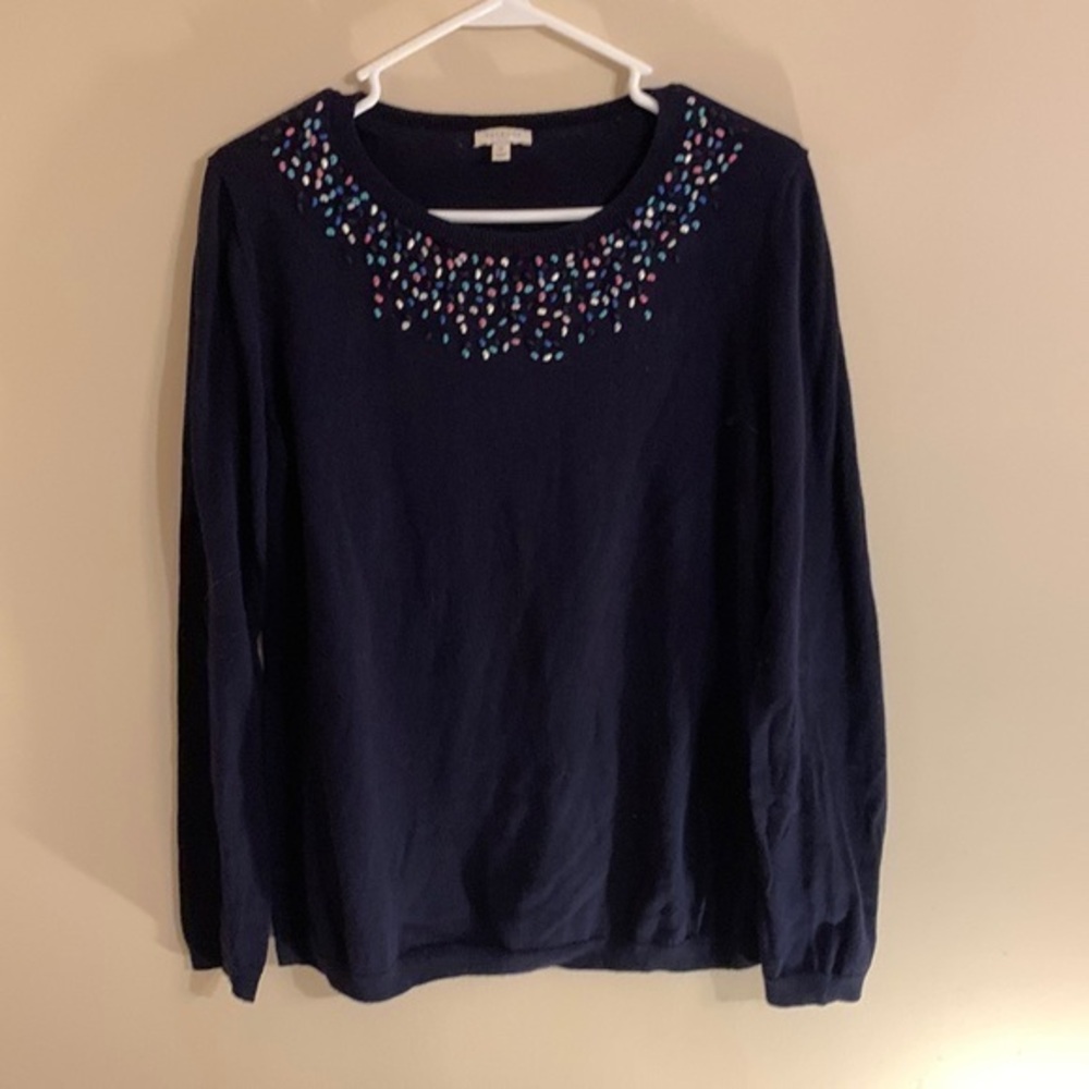Women’s long sleeve gently used navy Talbots sweater.